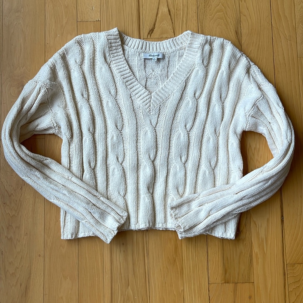 Cream Madewell V Neck Sweater